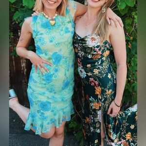12th Tribe Natalia Floral Green Maxi Dress